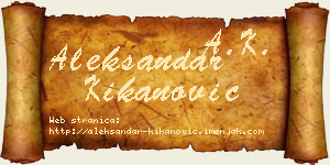 Aleksandar Kikanović vizit kartica